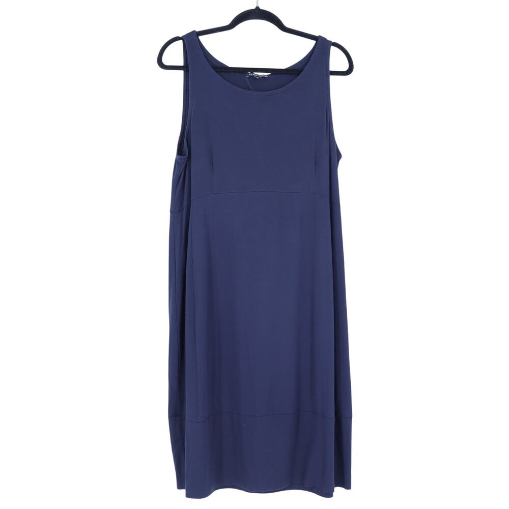 EILEEN FISHER Cutout Midi Dress Dark Navy Jersey Knit Sleeveless Women's L